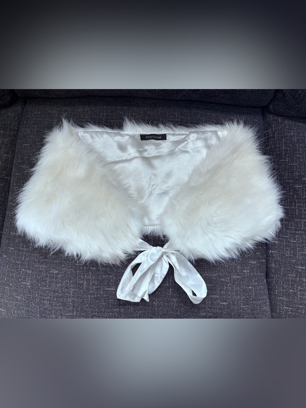 White Faux Fur Tie-Front Collar
